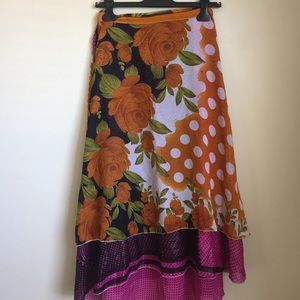 Floral chiffon wrap hippie gypsy skirt